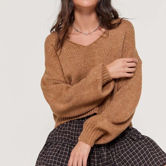 Urban Outfitters "Mia" Carmel Knit Drop Shoulder Sweater - Picture 9 of 9